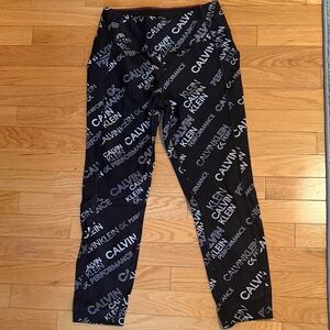 Calvin Klein Black Leggings with White Logo Print